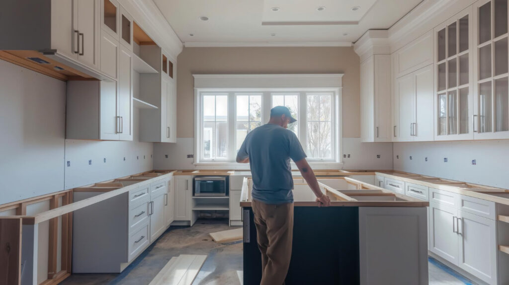 Man working on kitchen renovation