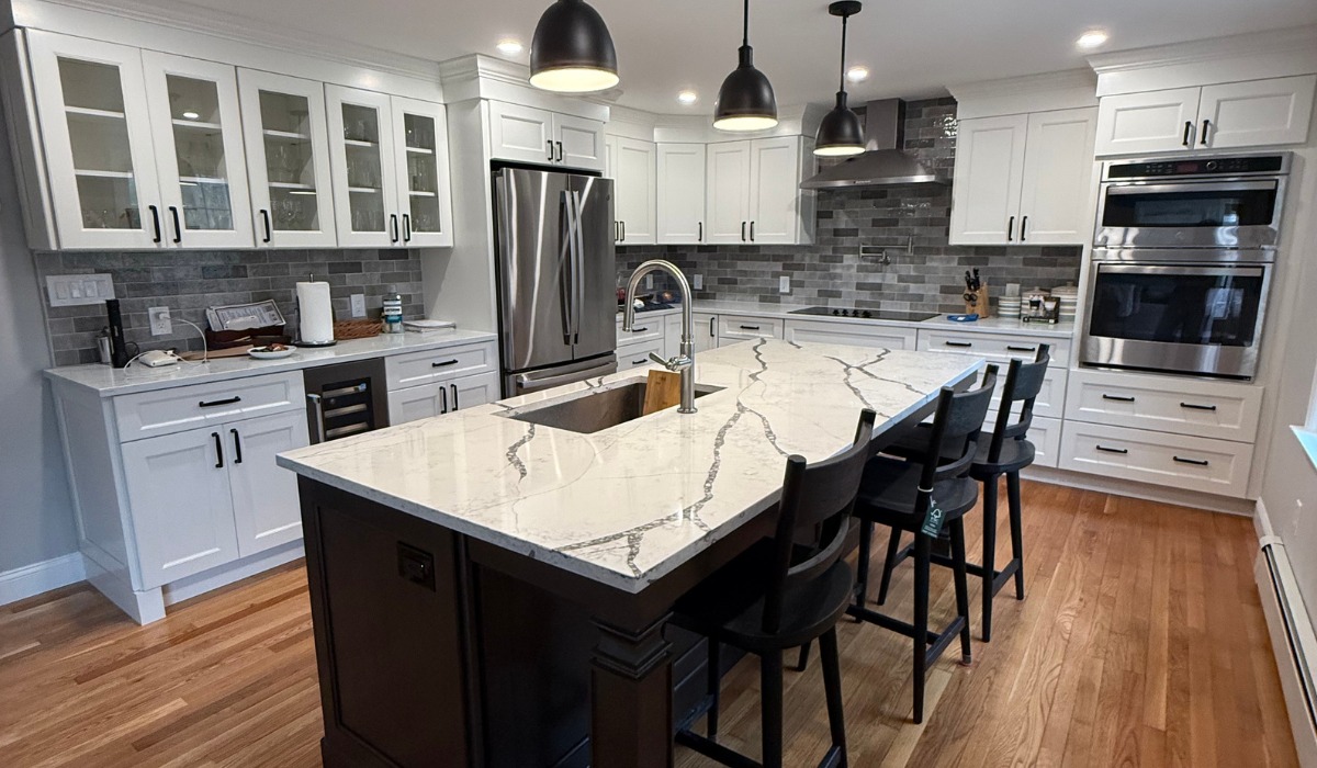 modern kitchen featuring white cabinets
