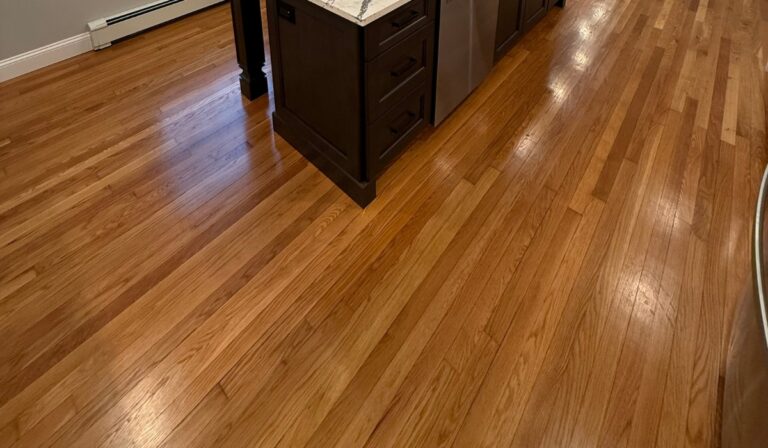 Glossy, warm-toned hardwood planks