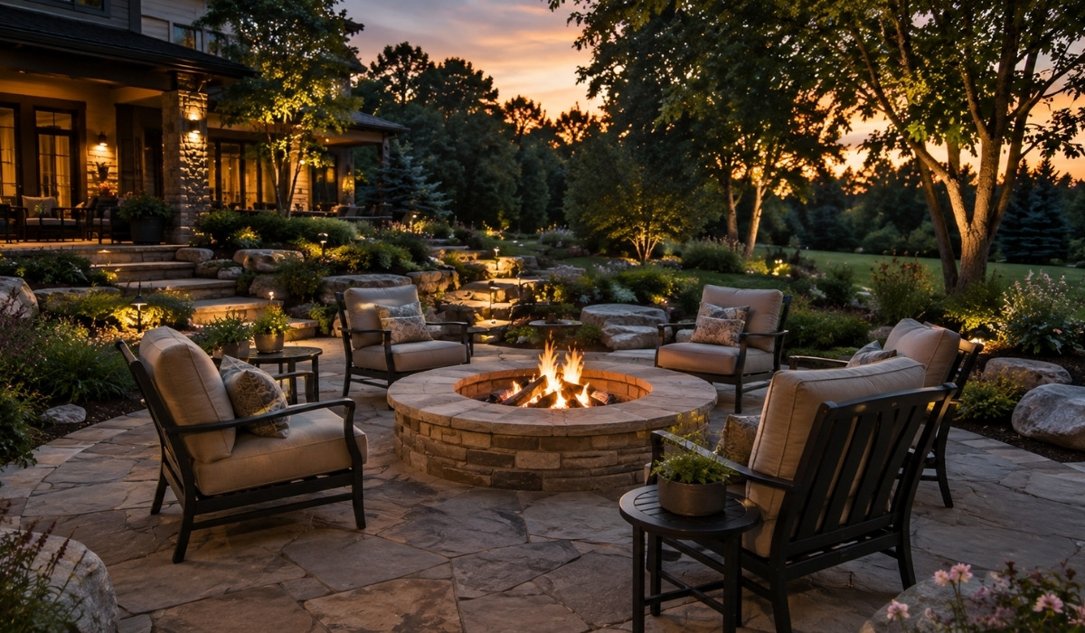 elegant residential backyard